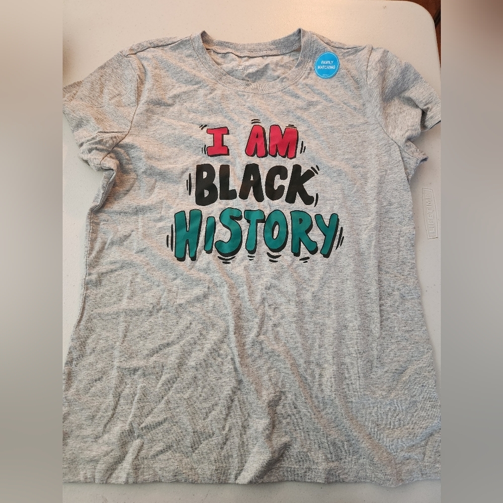 Gray Adult Medium Heritage T-Shirt with 'I Am Black History' Slogan